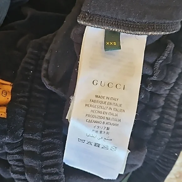 Gucci Dapper Dan Black Velvet Monogram Leather Tan Brown Pocket Sweatpants Track - Picture 8 of 12